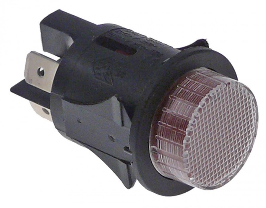 momentary push switch mounting ø 25mm red 2NO 250V 16A connection male faston 6,3mm