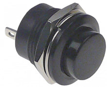 momentary push switch mounting ø 16mm black 1NO 250V 3A connection male faston 4,8mm