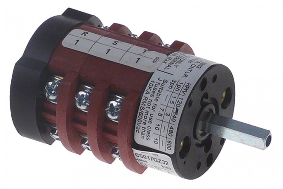 rotary switch 3 0-1-2 6 type CS017GZ32 400V 20A shaft ø 5x5mm shaft length 23mm shaft square