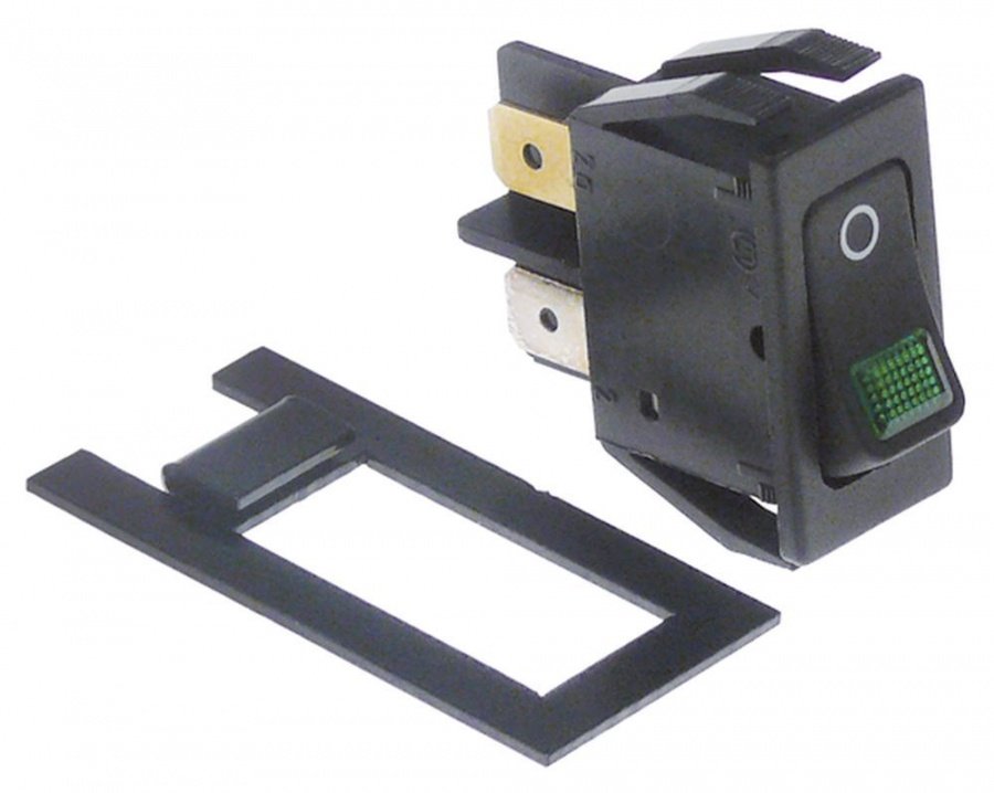 Intrerupator basculant verde 27,4x12,4mm, 2NO, 250 V - 347371