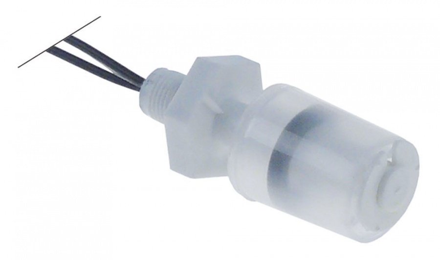 float switch 1/8" 1NO ø 20mm L 40mm mounting ø 10mm 240V 0,5A male faston 2,8mm