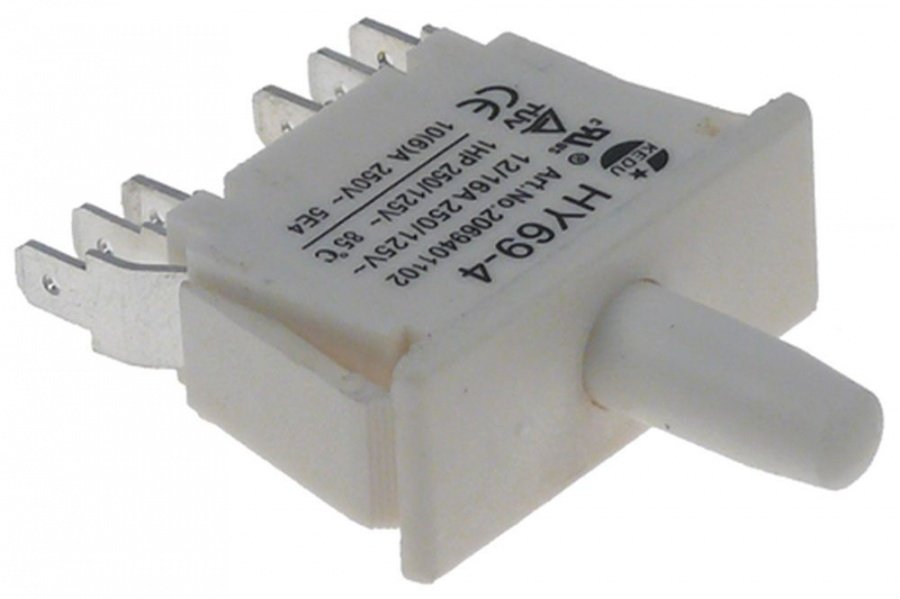 microswitch with plunger 250V 12A 2CO connection male faston 6,3mm L 28x10mm