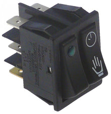 rocker switch 30x22mm green 1NO/NO 250V 16A illuminated clock, hand