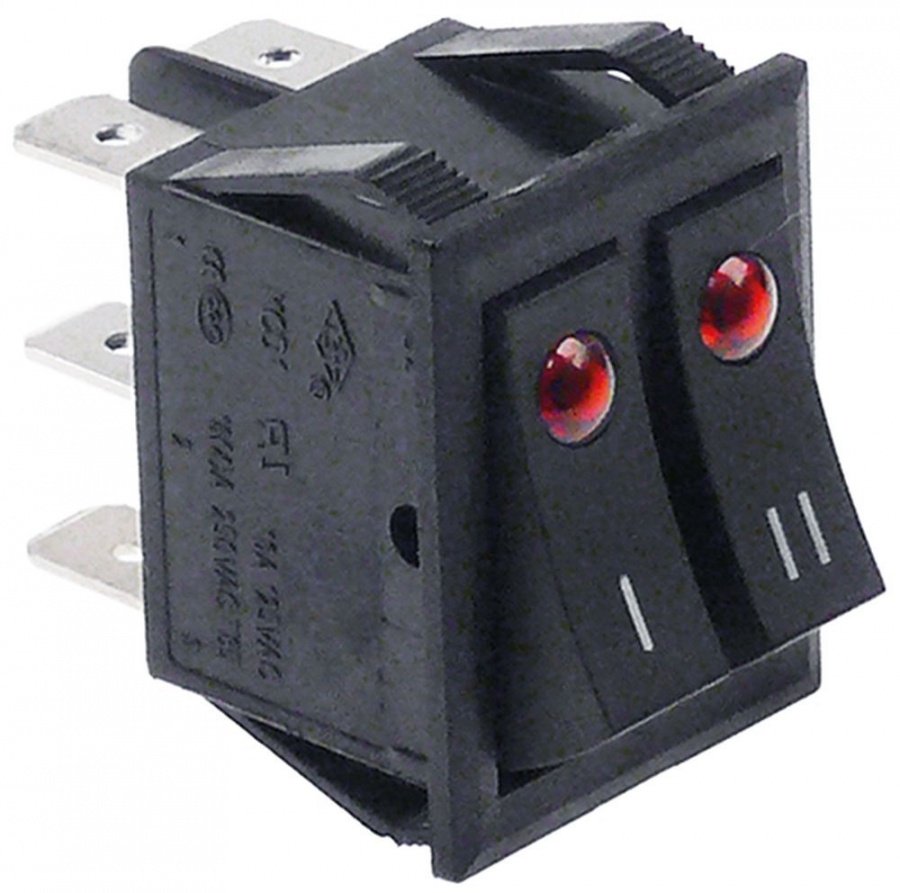 Intrerupator basculant dublu 0-I / 0-II, contacte 16A, 250V montare 30 x 22 mm - 347412