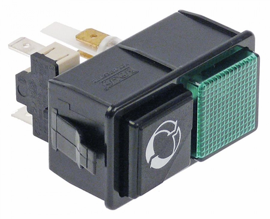 Buton intrerupator dublu, L 28.5x52.6 mm, 1NO/lampa semnalizare, 250 V, 16 A, simbol ciclu spalare - 347441