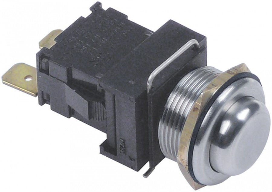 push switch mounting ø 19mm silver 1NO 250V 16A SS connection male faston 6,3mm
