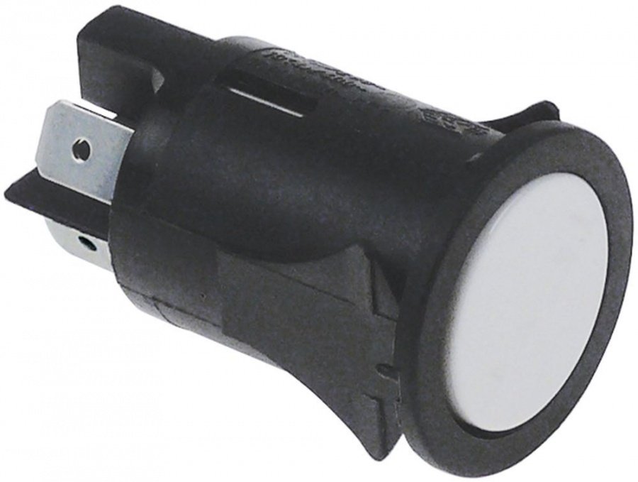 push switch mounting ø 25mm white 2NO 250V 16A connection male faston 6,3mm