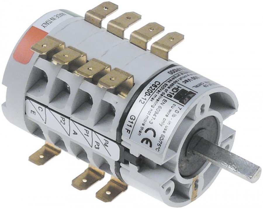 rotary switch 5 8 groups 8 type HD16X167AR000 600V 16A shaft ø 6mm shaft length 22mm shaft round