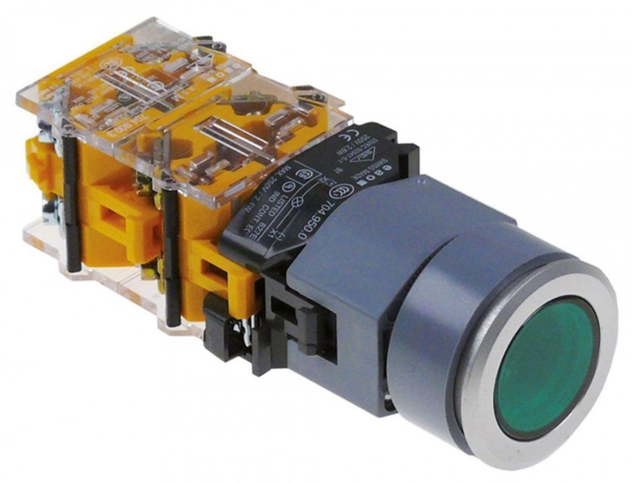 momentary push switch ø 22,5mm 2NO/2NC 660V max. 16(4)A 0-1 momentary green illuminated