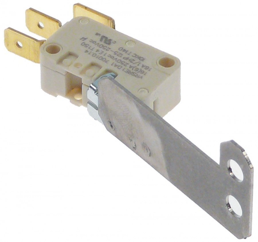 microswitch with lever 250V 16A 1CO connection male faston 6,3mm L 77mm
