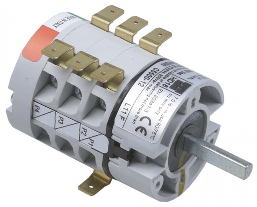 rotary switch 4 operating positions 0-1-2-3 6 type HD16X143AR000 600V 16A shaft ø 6mm