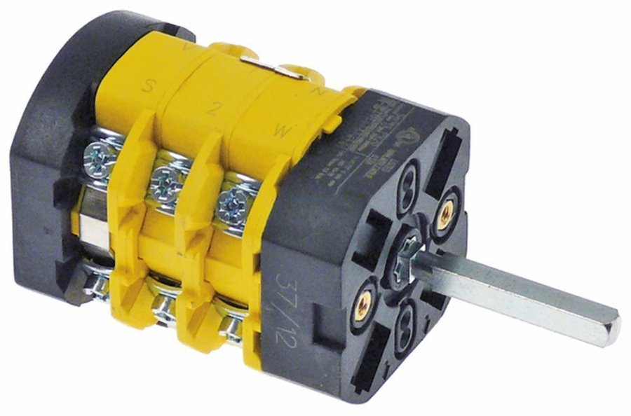 rotary switch 0-1-2 6-pole 20A shaft 5x5mm shaft length 38mm monophase - 347658