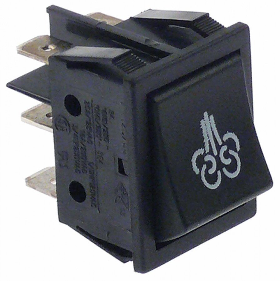 Intrerupator fara retinere cu 2 contacte 2CO, 16 A, 250 V, montare 30x22 mm, negru cu simbol abur - 347662