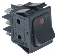 momentary rocker switch 30x22mm red 2-pole 250V 16A with LED F6,3 - 347704