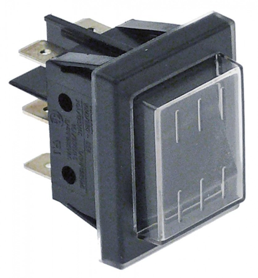 momentary rocker switch 30x22mm black 2CO 250V 16A connection male faston 6,3mm