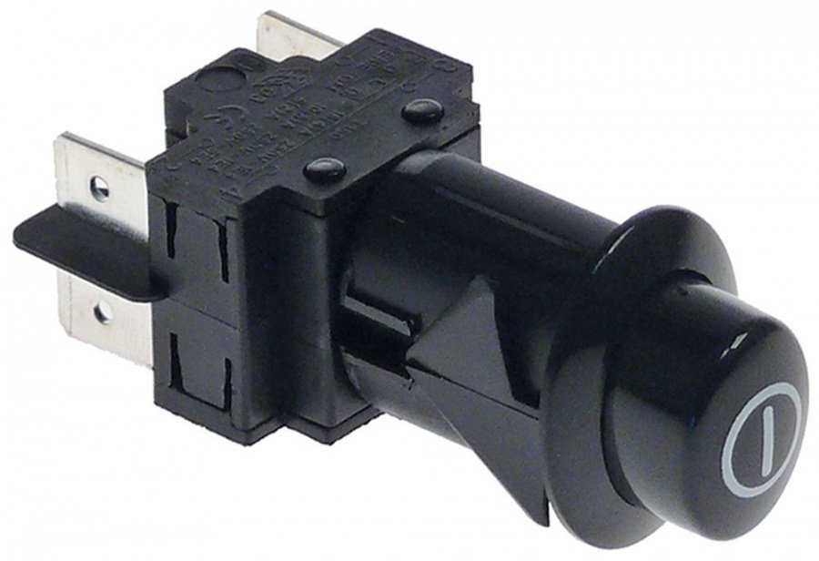 push switch mounting ø 20,6x16,4mm red 2NO 250V 16A connection male faston 6,3mm ON/OFF