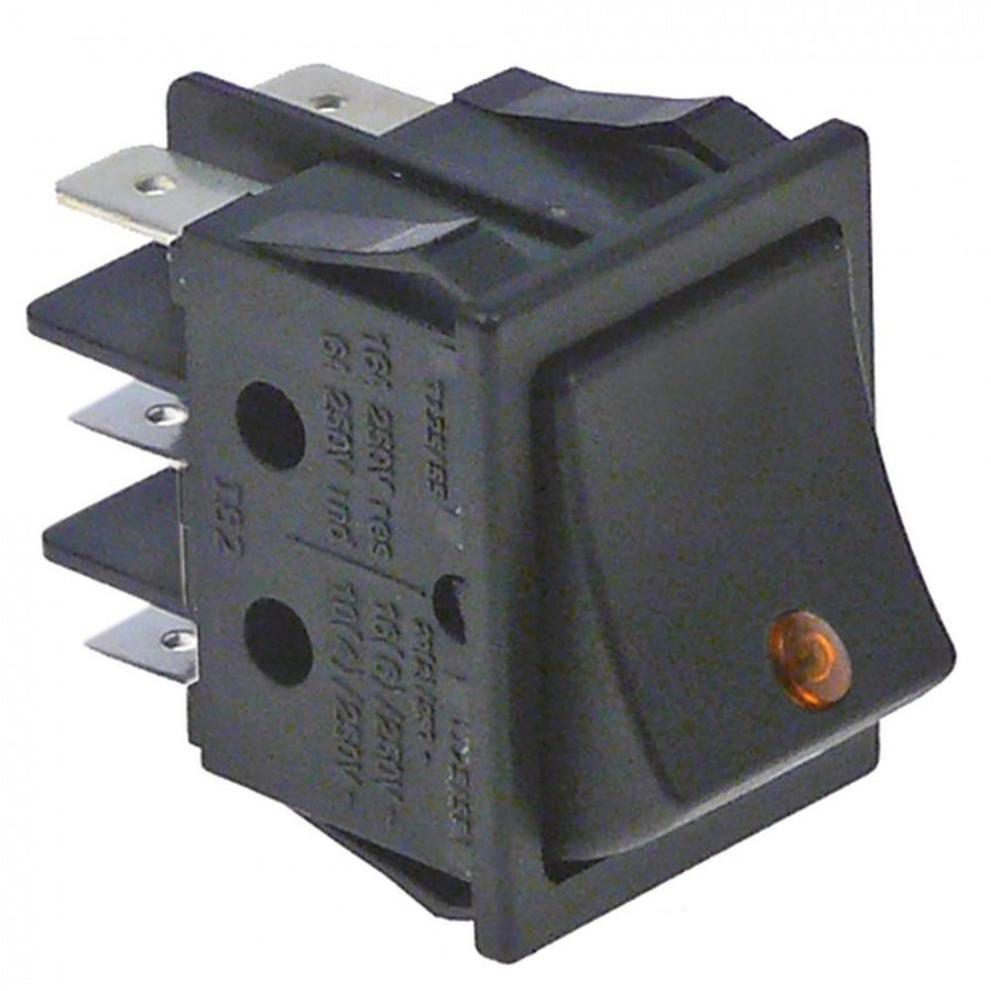 rocker switch 30x22mm orange 2CO 250 V 16 A illuminated connection male faston 6.3mm