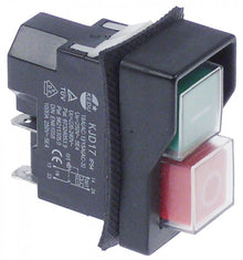 Intrerupator pornit-oprit KJD17, butoane I-O rosu-verde, 250 V, 10 A, papuci 6,3 mm - 347815