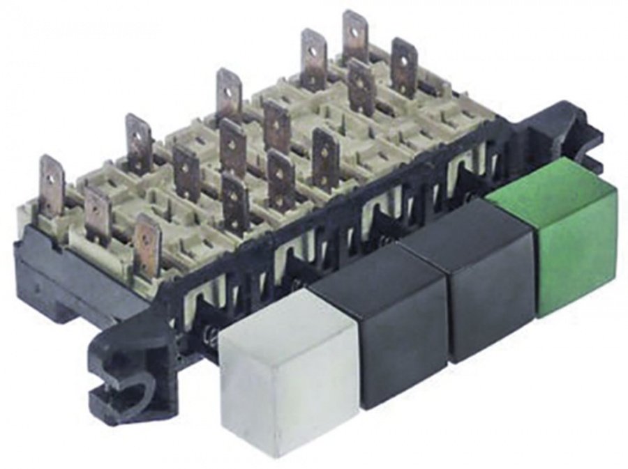 switch combination 4-fold white/grey/grey/green 250V 16A connection male faston 6,3mm