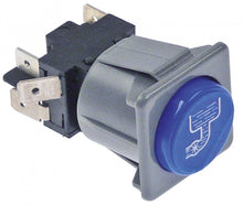 momentary push switch 28,5x28,5mm blue 2CO 250V 16A drain pump connection male faston 6,3mm