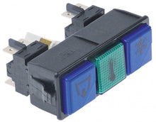 double momentary switch 28,5x77,5mm green/blue 2NO/indicator light/2NO 250V 16A