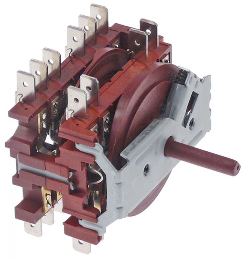 Comutator - selector  cu 5 pozitii, 0-1-2-3-4, 46RCTH, 400 V, 16 A, ax ø 6x4,6 mm, L 23 mm - 347874