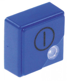 push button size 23x23mm blue ON/OFF with lens