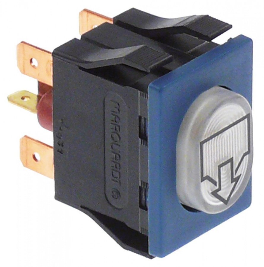 push switch 30x22mm white 2NO 250V 16A illuminated drain pump connection male faston 6,3mm