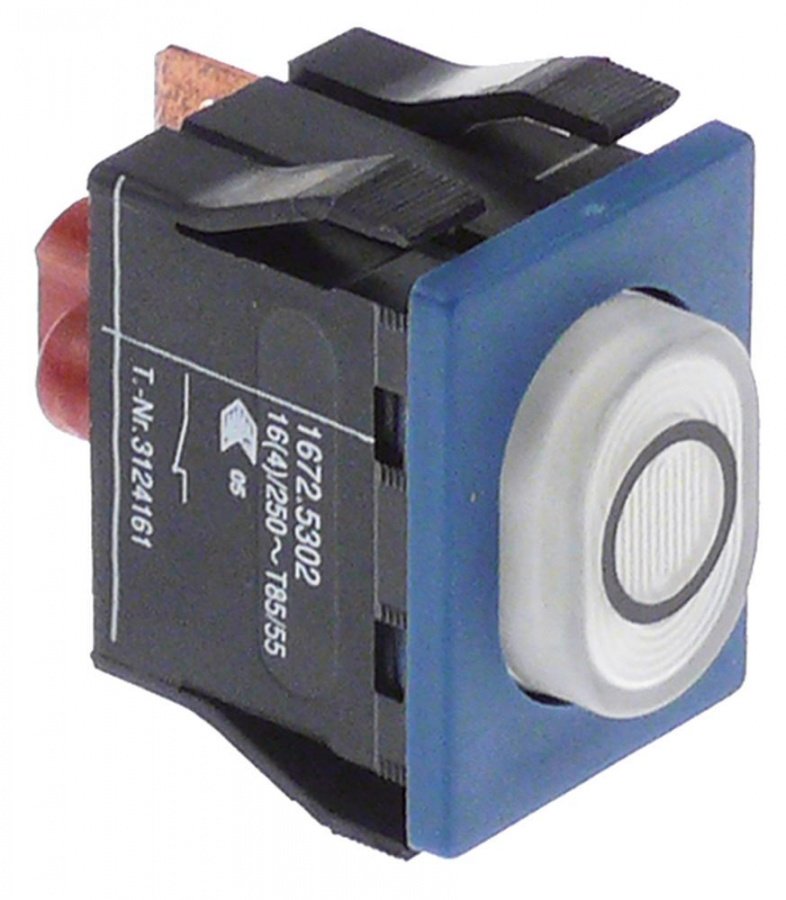 momentary push switch 30x22mm white 1NC 250V 16A OFF connection male faston 6,3mm