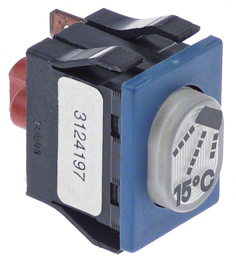 momentary push switch 30x22mm white 1NO 250V 16A rinsing cold connection male faston 6,3mm