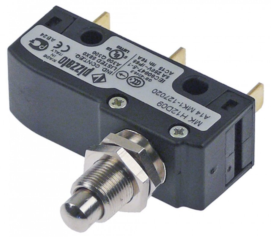 Microintrerupator cu buton, 250 V,  5 A, 1 CO, filet M10 - 347945
