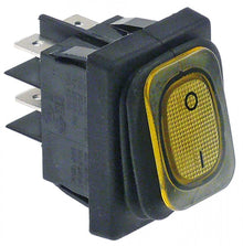 Intrerupator basculant cu burduf etans, contacte 20 A, 230 V, montare 30x22 mm, iluminat galben - 347973