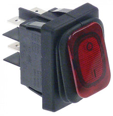 Intrerupator basculant cu burduf etans, contacte 20 A, 230 V, montare 30x22 mm, iluminat rosu - 347974
