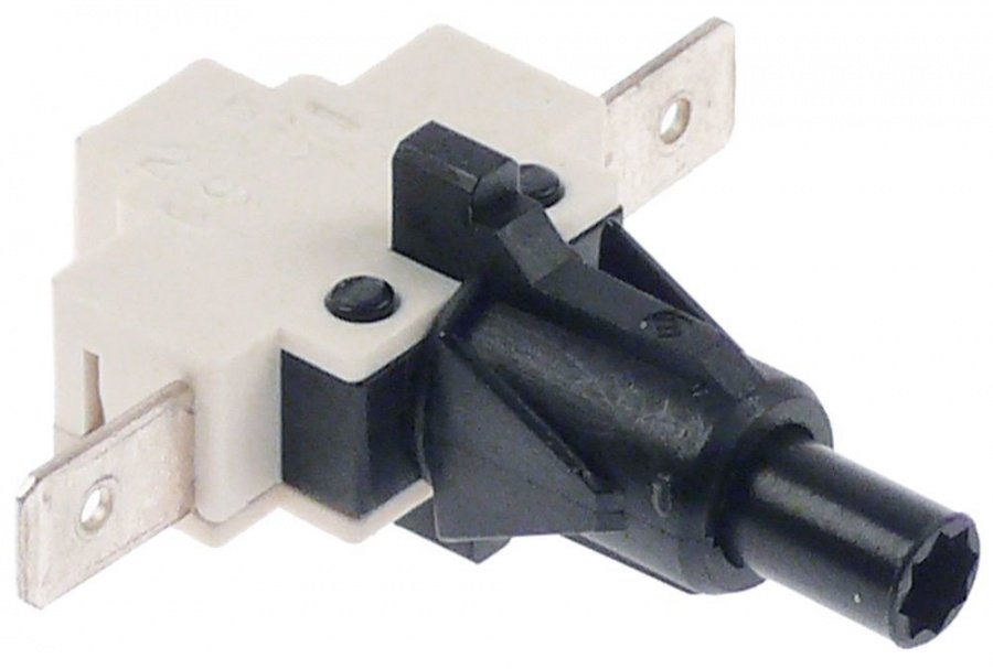 momentary push switch mounting ø 12mm black 1NC 250V 16A connection male faston 6,3mm