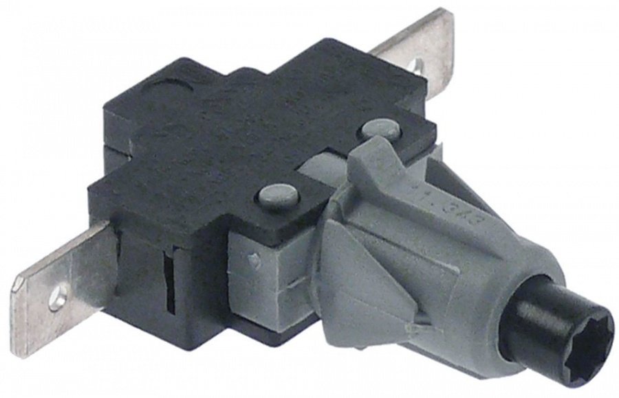 momentary push switch mounting ø 12mm black 1NO 250V 16A connection male faston 6,3mm