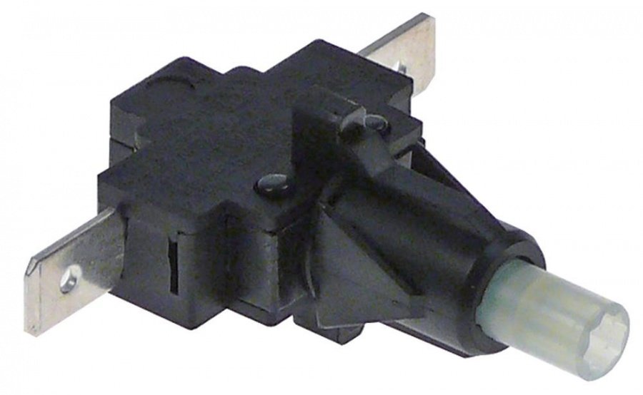 momentary push switch mounting ø 12mm black 1NO 250V 16A connection male faston 6,3mm