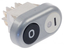 push switch 30x22mm silver 2CO 250V 16A illuminated 0-1 connection male faston 6,3mm