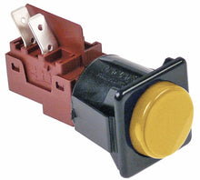 momentary push switch 28,5x28,5mm yellow 1NO 250V 16A connection male faston 6,3mm