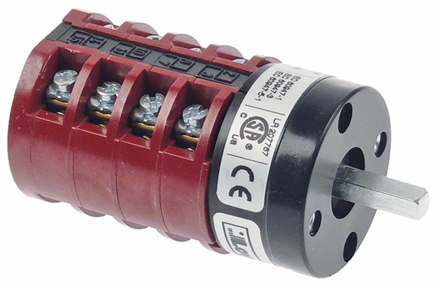 rotary switch 6 1-0-2-3-4-5 8 type  400V 20A shaft ø 5x5mm shaft length 16,28mm shaft square