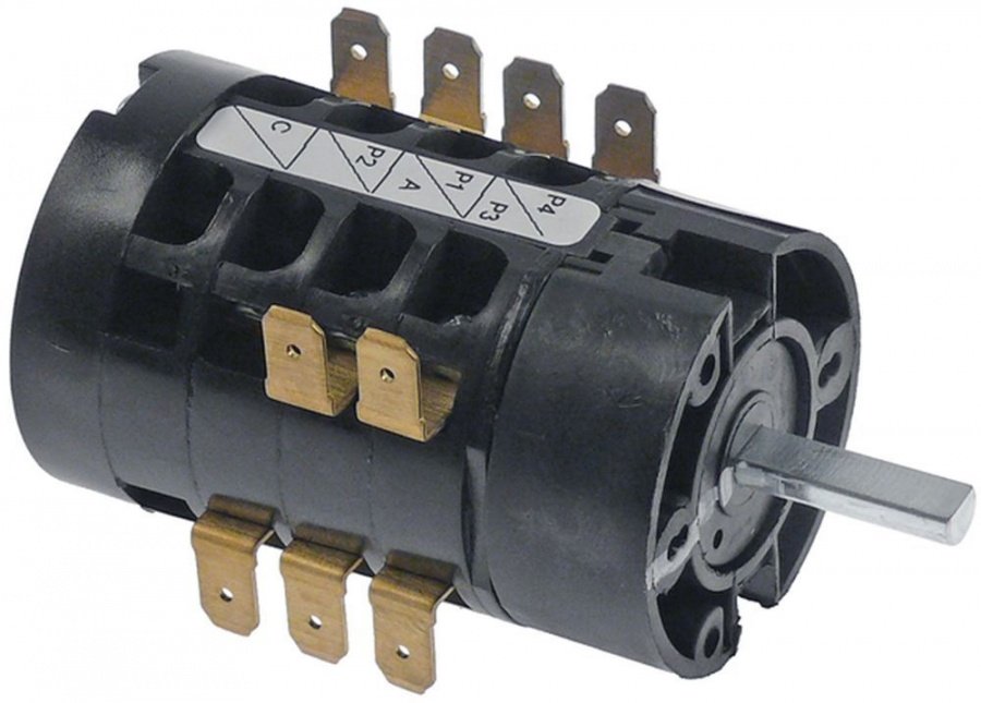 rotary switch 5 operating positions 0-1-2-3-4 6 type HD12X167R000 600V 12A shaft ø 6x4,6mm