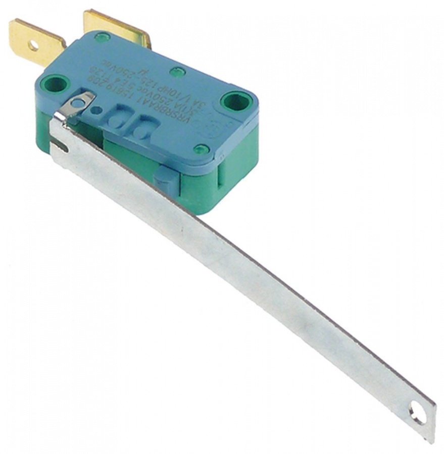 microswitch with lever 250V 3A 1NO connection male faston 6,3mm L 77mm