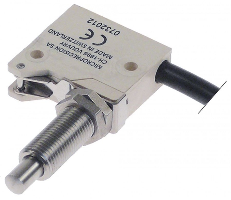 microswitch with plunger mounting distance 22mm M10x0,75 thread length 20mm 250V 6A 1NO
