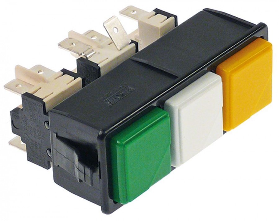 switch combination latching/latching/momentary 28,5x77,5mm green/white/yellow 2NO/2CO/1NO 250V