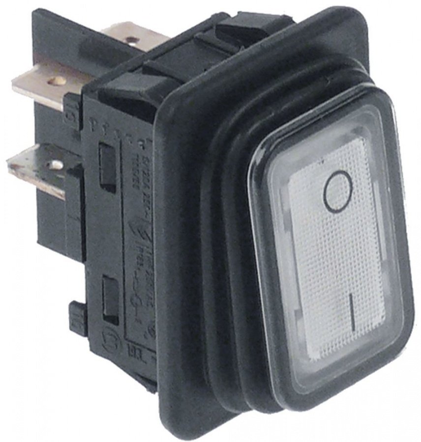 rocker switch 30x22mm white 2NO 250V 16A 0-I connection male faston 6,3mm