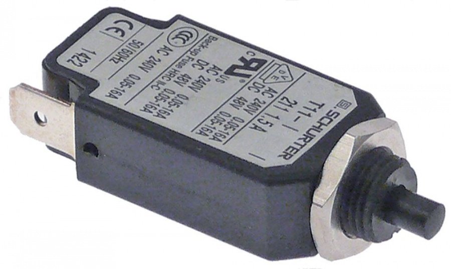 microswitch with plunger mounting distance 5mm 1,5A 1NO connection male faston 6,3mm