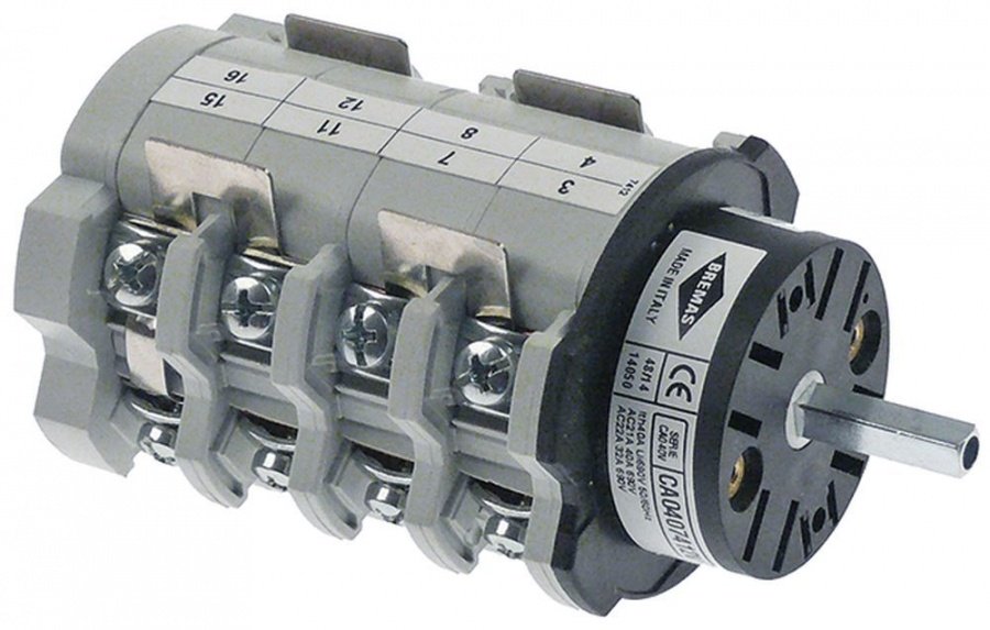 rotary switch sets of contacts 8  3  1-0-2 type CA0407412V 600 V 40 A shaft ø 5x5mm