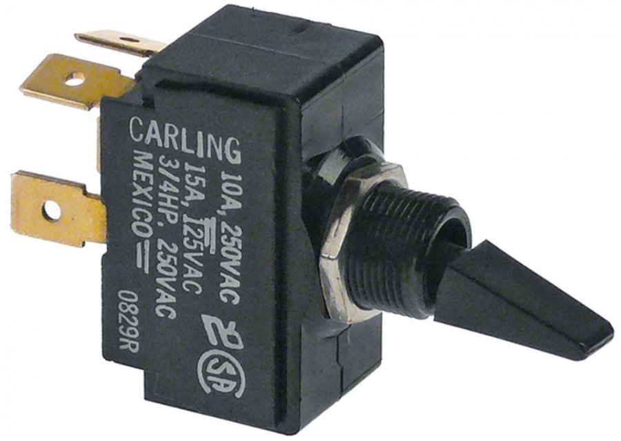 momentary toggle switch thread M12 2NO 250V 10A ON-OFF male faston 6,3mm momentary