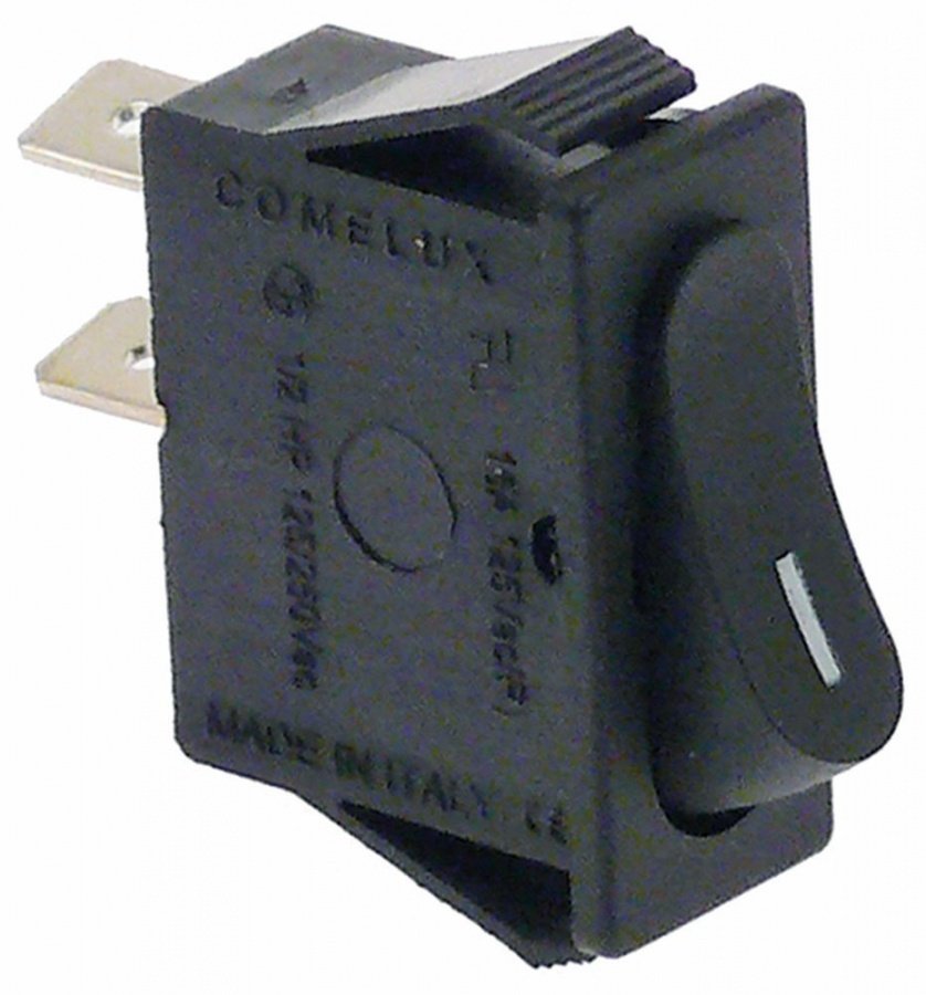momentary rocker switch 30x11mm black 1NO 250V 16A I connection male faston 6,3mm
