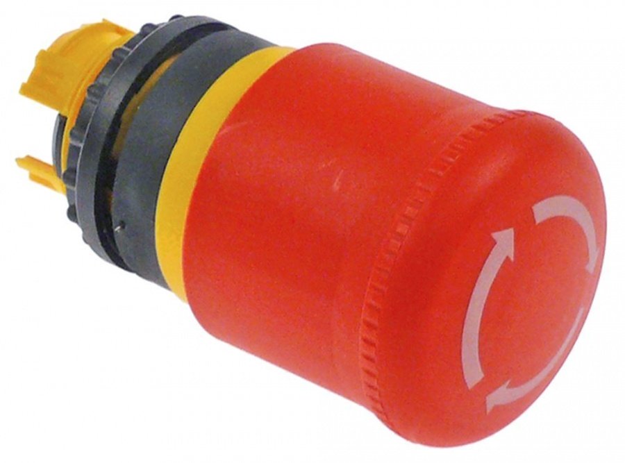 buton ø22mm roșu cap tip ciupercă cu reținere BUTON OPRIRE DE URGENȚĂ