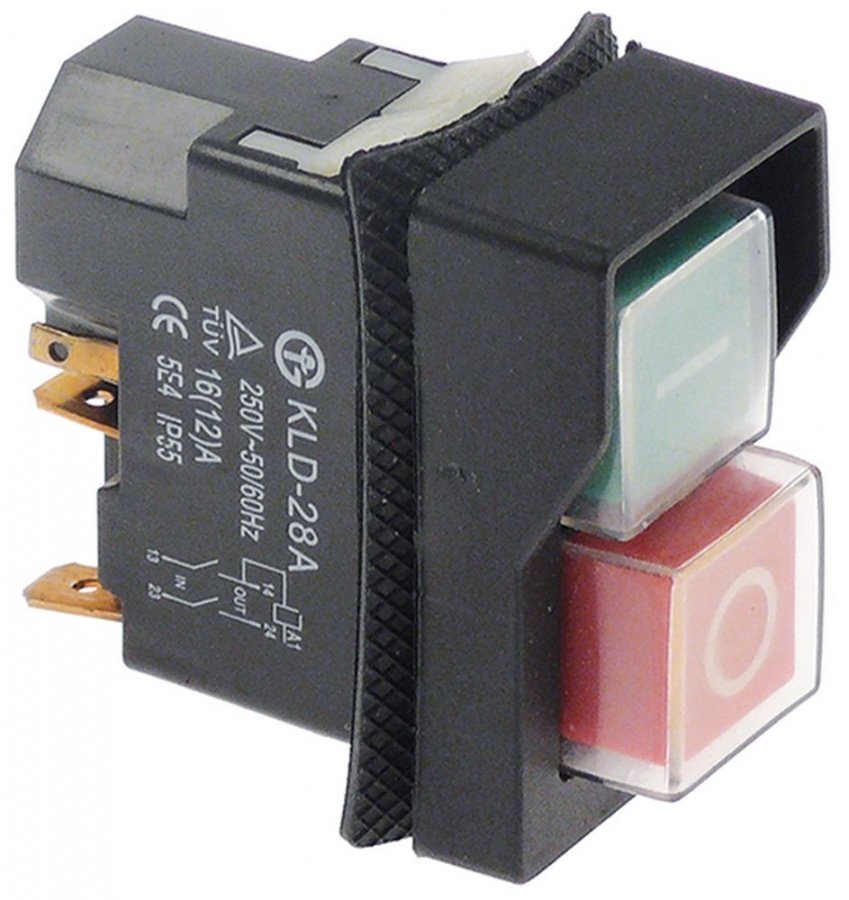 Intrerupator pornit-oprit KLD-28A, butoane rosu-verde, 16A, 250 V - 348137